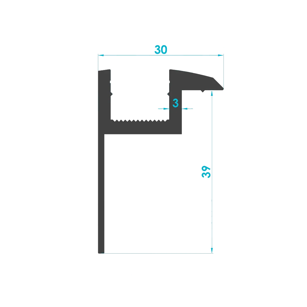 Solar Sistem 40'lık Kenar Panel Tutucu Profili (End Clamp ) — Teknik Kesit Çizimi | SolarAlu