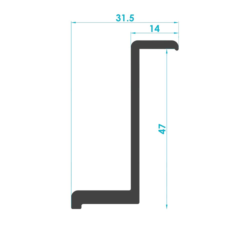 Solar Sistem 47'lik Kenar Panel Tutucu Profili (End Clamp ) — Teknik Kesit Çizimi | SolarAlu