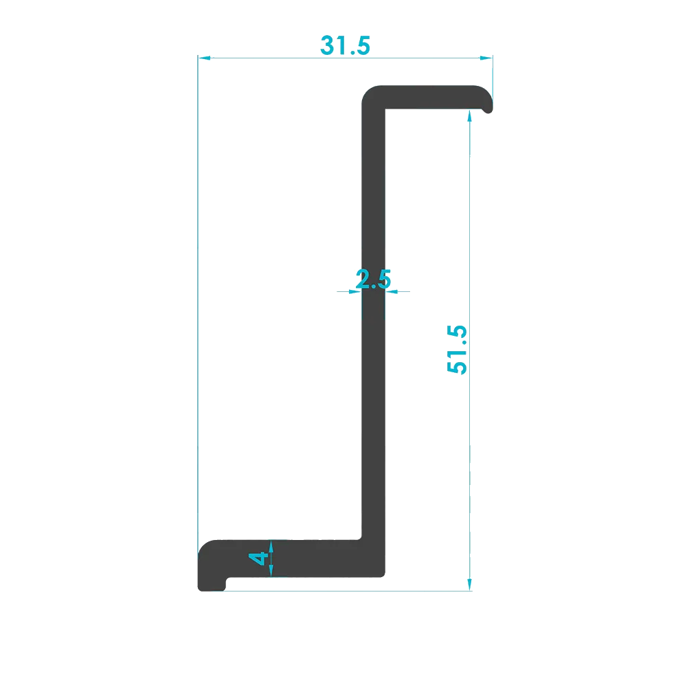 Solar Sistem 51'lik Kenar Panel Tutucu Profili (End Clamp ) — Teknik Kesit Çizimi | SolarAlu