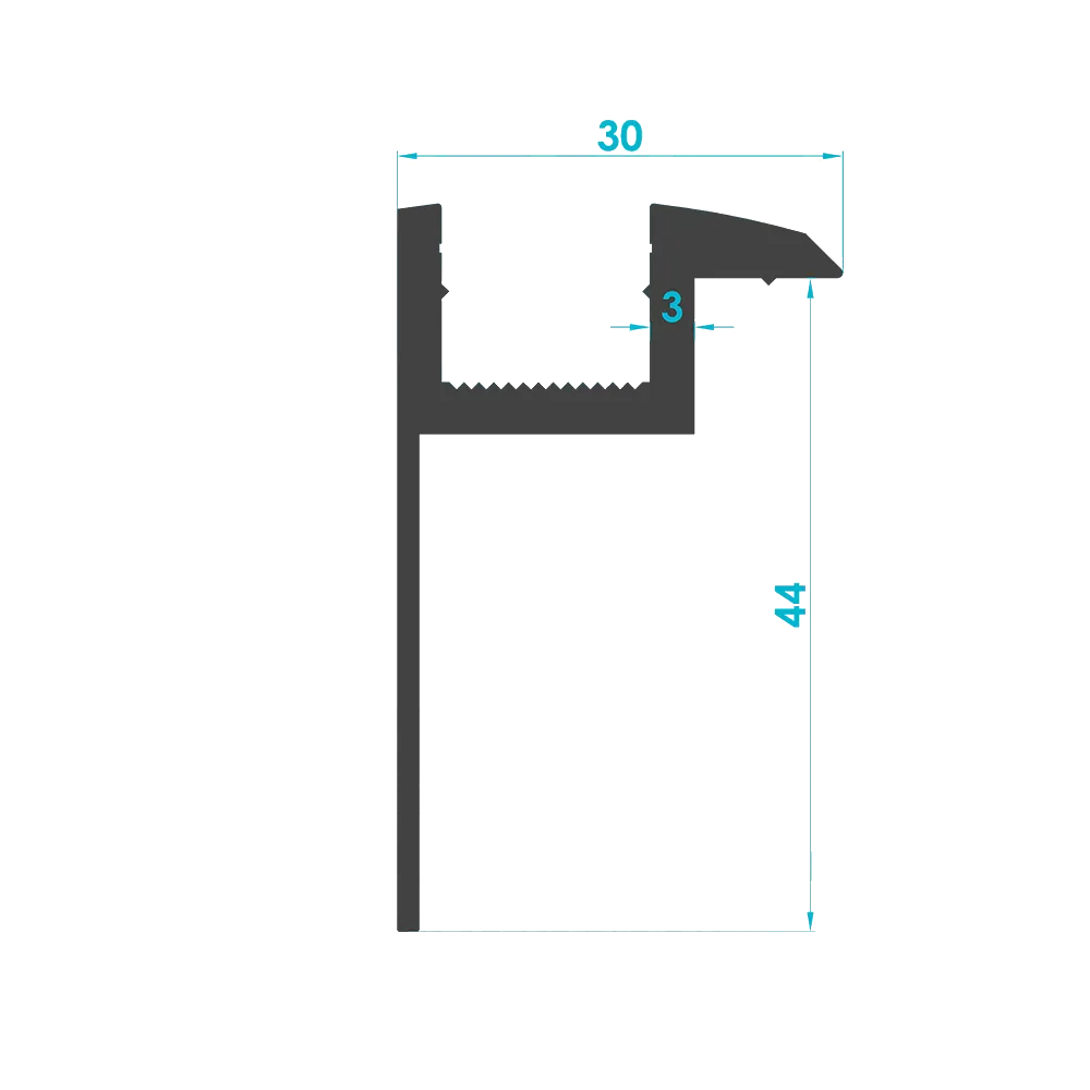 Solar Sistem 44'lük Kenar Panel Tutucu Profili (End Clamp ) — Teknik Kesit Çizimi | SolarAlu