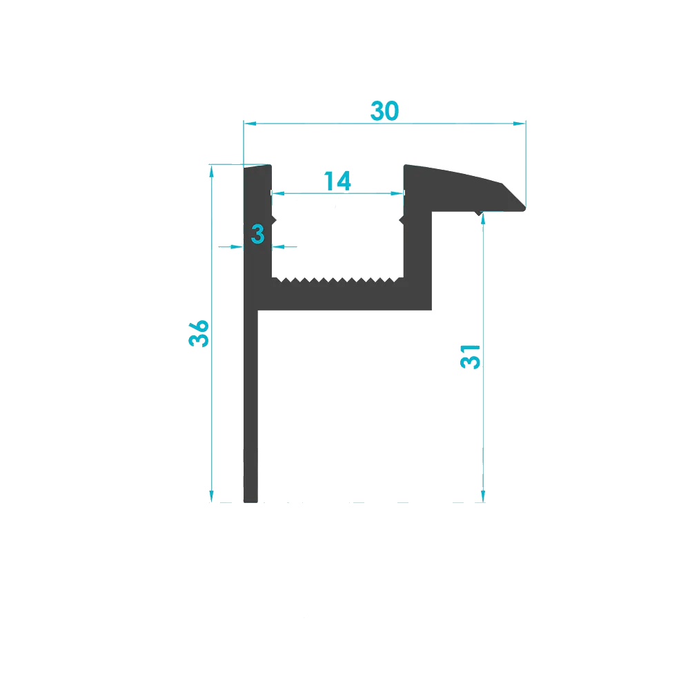 Solar Sistem 31'luk Kenar Panel Tutucu Profili (End Clamp ) — Teknik Kesit Çizimi | SolarAlu