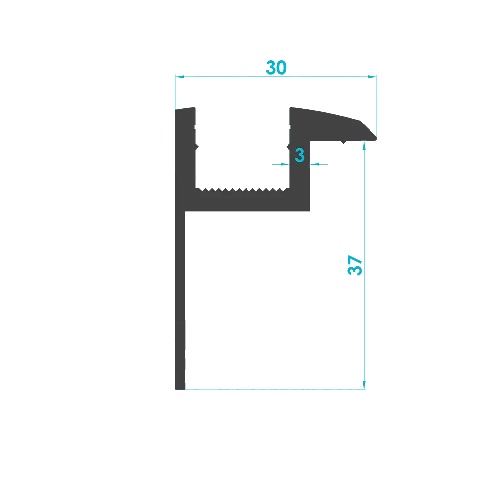 Solar Sistem 37'lik Kenar Panel Tutucu Profili (End Clamp ) — Teknik Kesit Çizimi | SolarAlu
