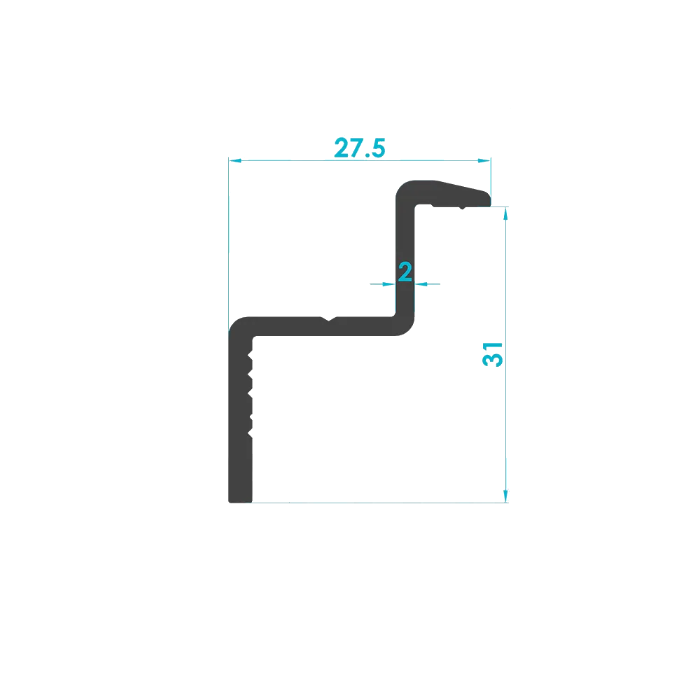 Solar Sistem 30'luk Kenar Panel Tutucu Profili (End Clamp ) — Teknik Kesit Çizimi | SolarAlu