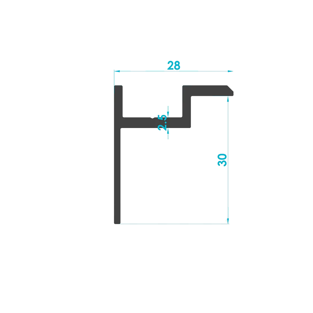 Solar Sistem 30'luk Kenar Panel Tutucu Profili (End Clamp ) — Teknik Kesit Çizimi | SolarAlu